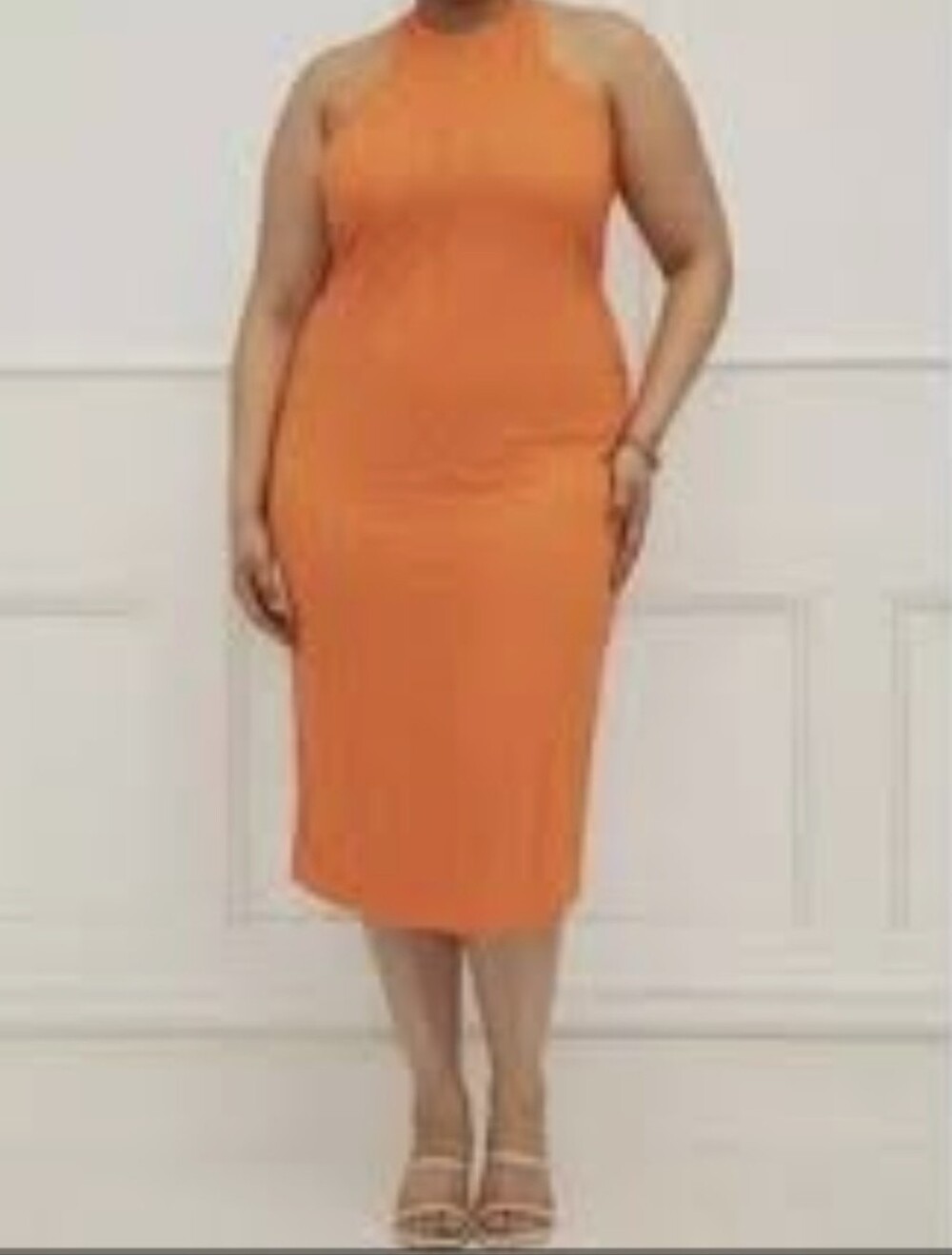 Eloquii Sleeveless Orange Midi Crochet Dress Size 2X 18/20